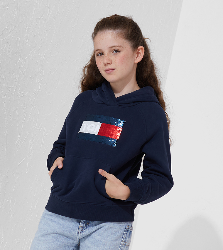 Buy Tommy Hilfiger Flag Flip Sequins Ho Sweatshirts Powder Blue In Blue 6thStreet Qatar