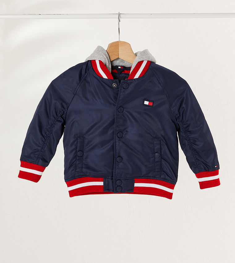 Buy Tommy Hilfiger Logo Padded Bomber Jacket Blue In Blue