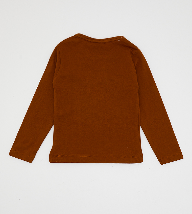 childrens plain brown long sleeve t shirt