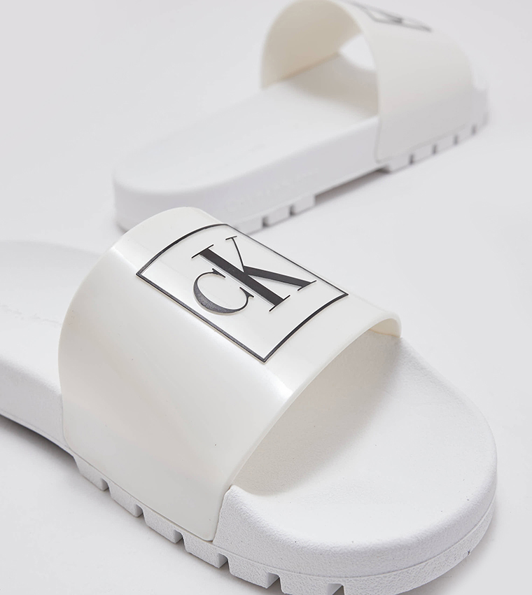 Calvin klein cheap sliders white