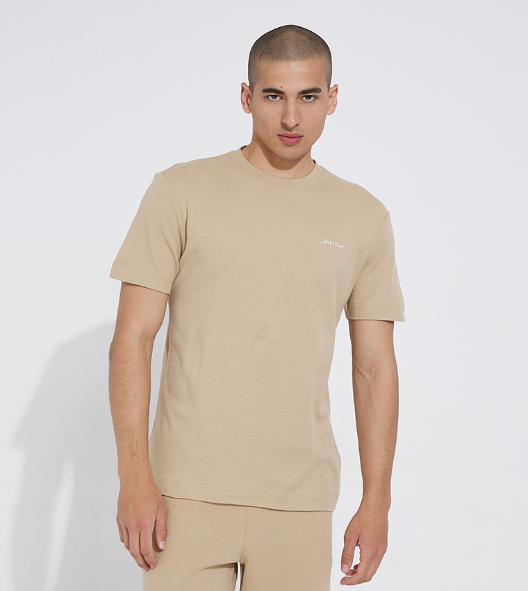 Buy Calvin Klein Solid Short Sleeves T Shirt In Beige 6thStreet