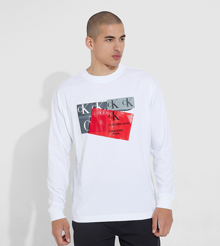 Buy Calvin Klein Disrupted Logo Print Long Sleeves T Shirt In