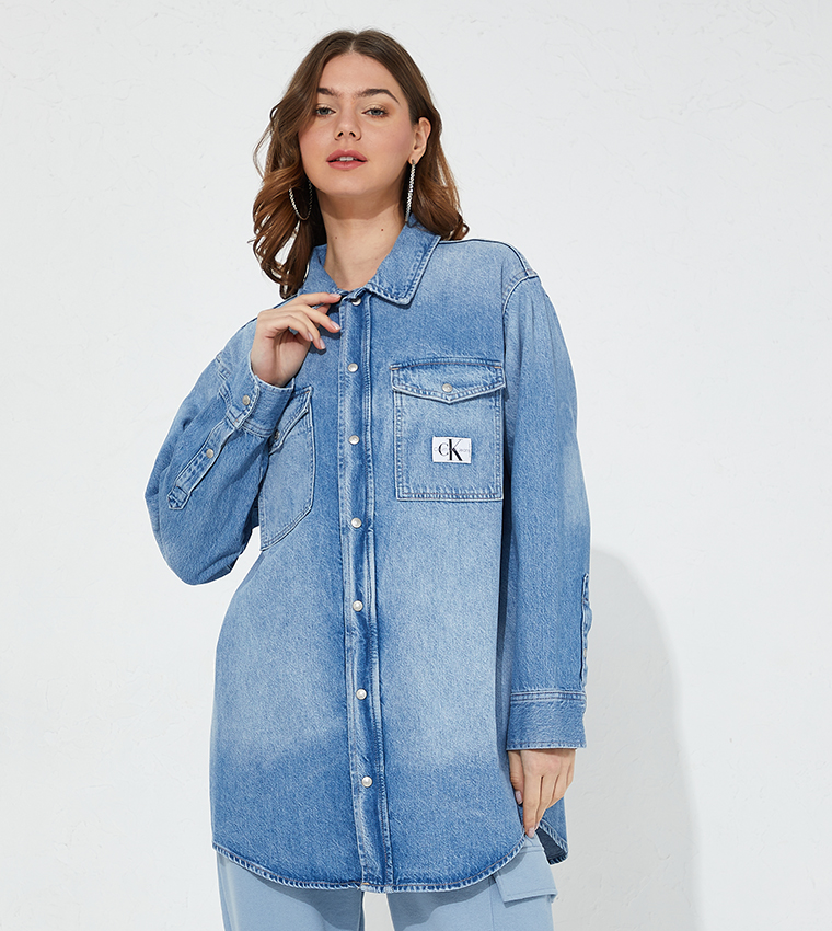 Denim shirt jacket store womens