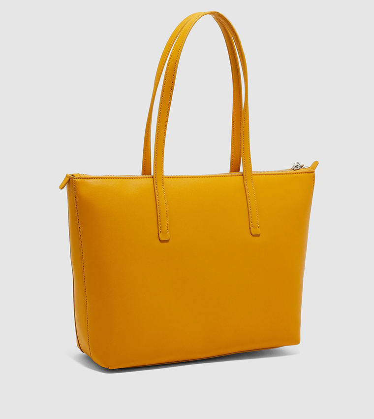 Buy Calvin Klein Solid Logo Detail Tote Bag In Yellow 6thStreet UAE