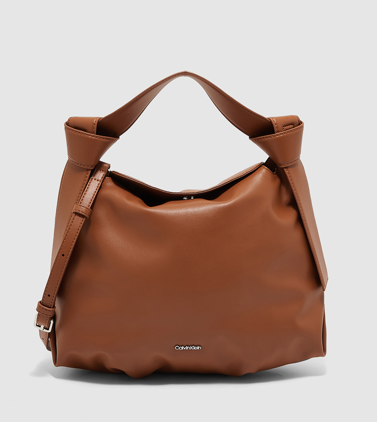 Buy Calvin Klein Solid Nappa Shoulder Bag In Brown 6thStreet Kuwait