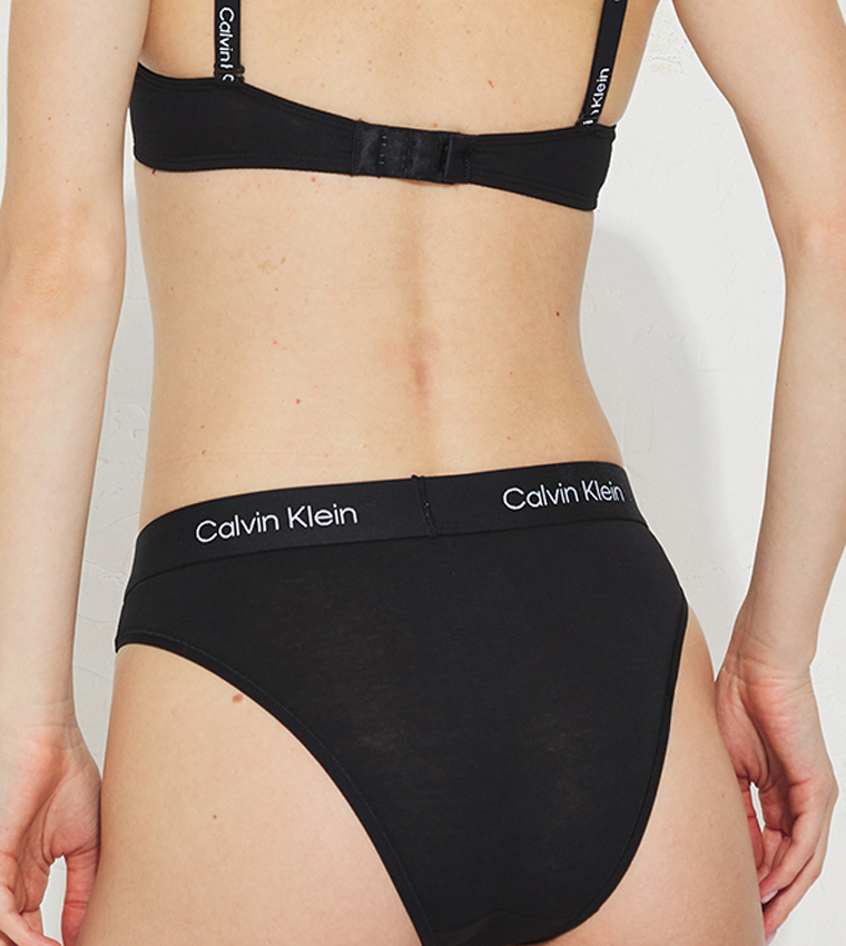 Buy Calvin Klein Logo Waistband High Waist Brief In Black