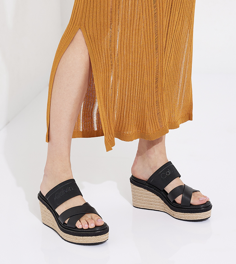 Calvin klein leslie suede cheap wedge sandals