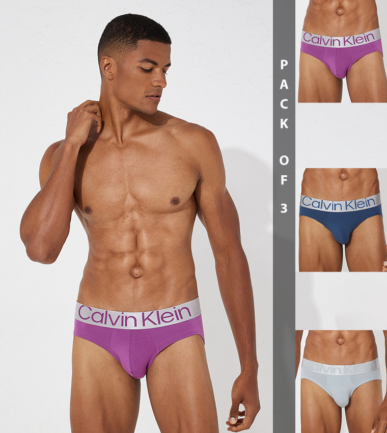 Buy Calvin Klein Pack Of 3 Logo Waistband Hip Briefs In Multiple Colors
