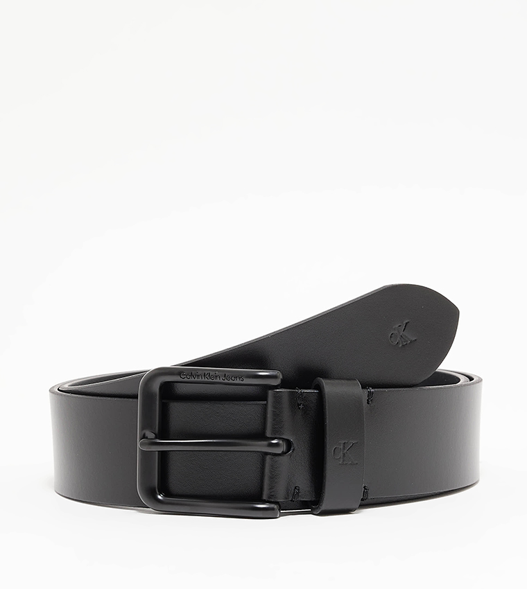 calvin klein black leather belt