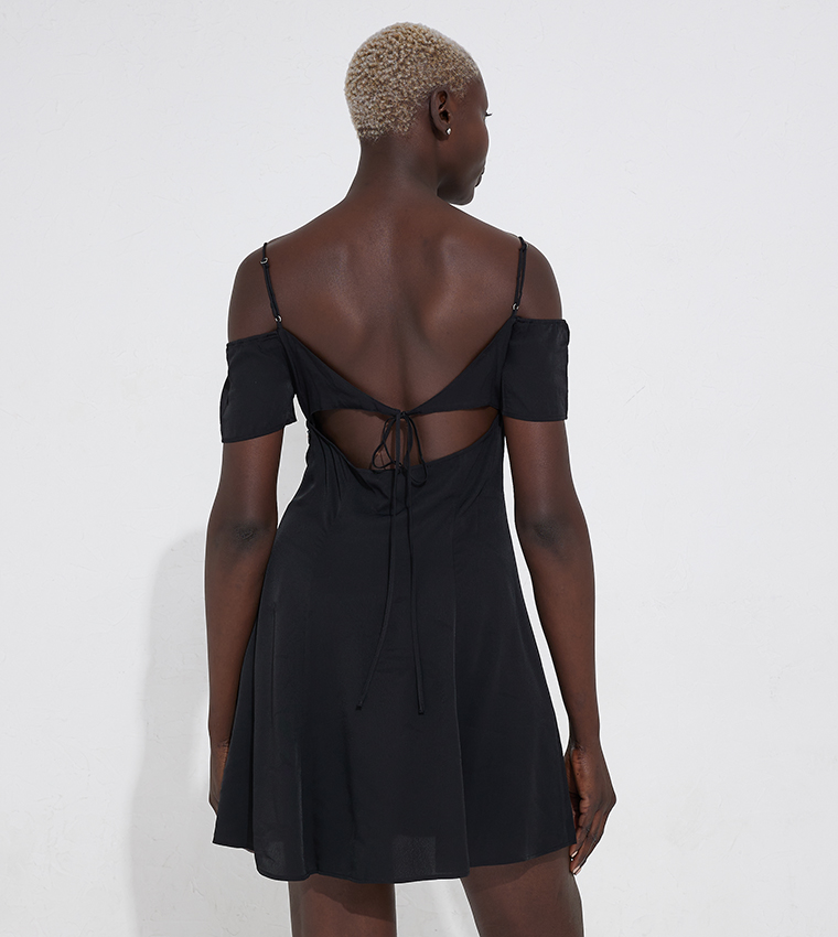 calvin klein black off the shoulder dress Black Gingham Long Sleeve Icon Shirt main image 0