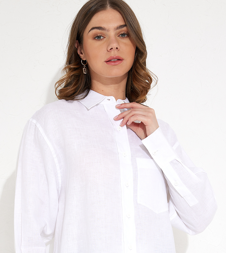 Calvin klein white linen shirt best sale