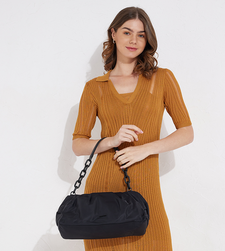 Calvin Klein Jeans Nylon Chain Shoulder Bag - Brown
