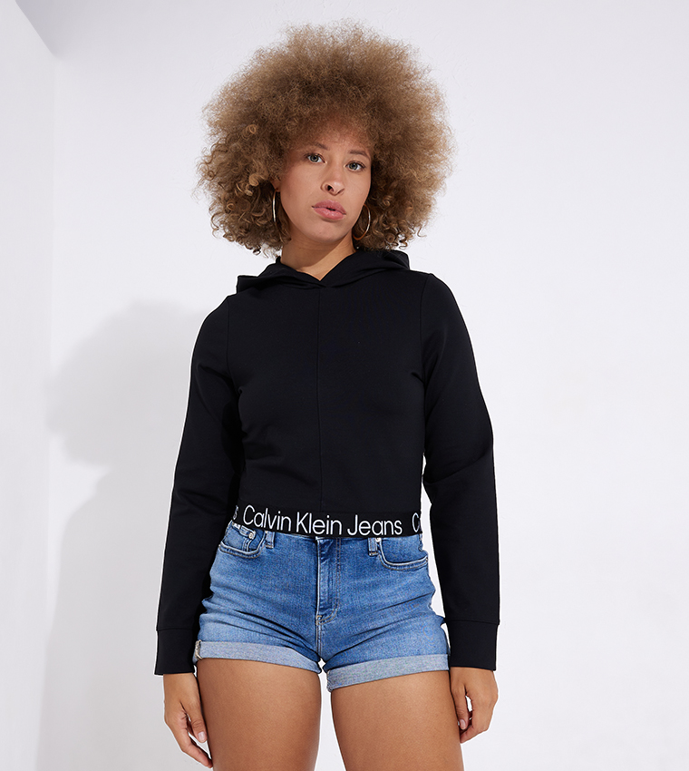 Calvin klein cropped sale hoodie and shorts