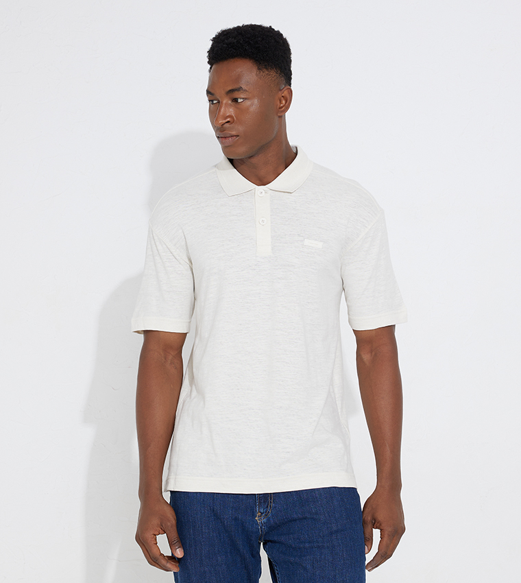 Calvin klein white on sale polo t shirt