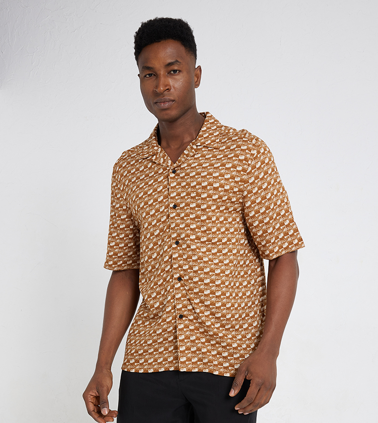 Buy Calvin Klein Printed Short Sleeves Shirt In Brown 6thStreet Bahrain