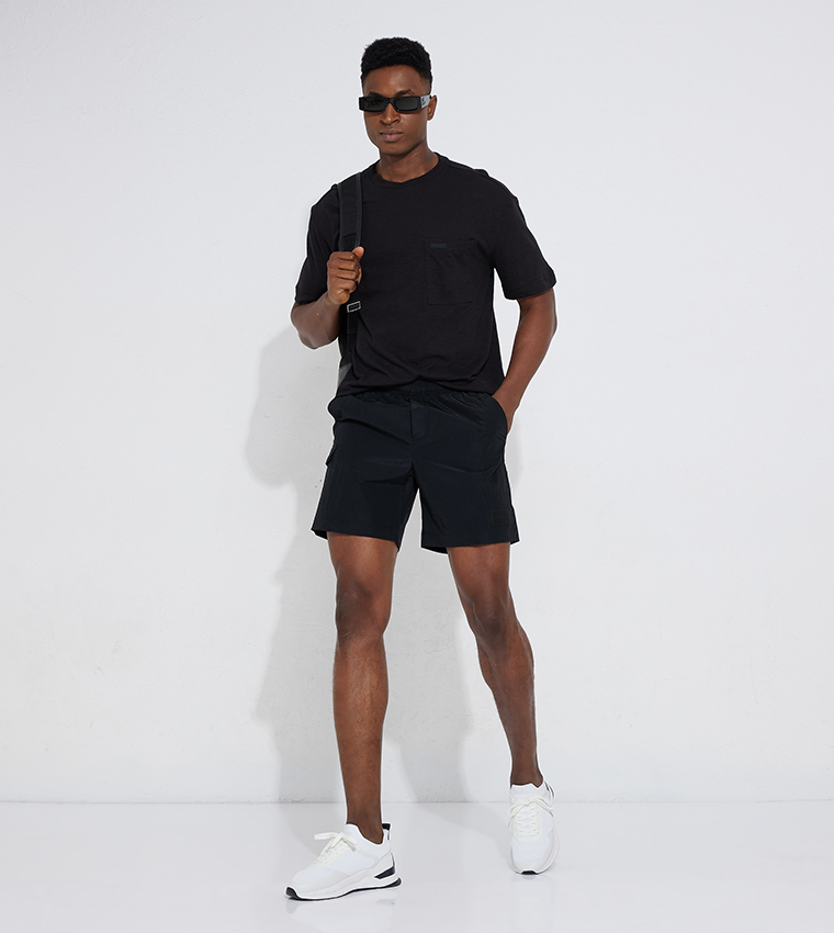 Logo Detail Crew Neck Linen T-Shirt