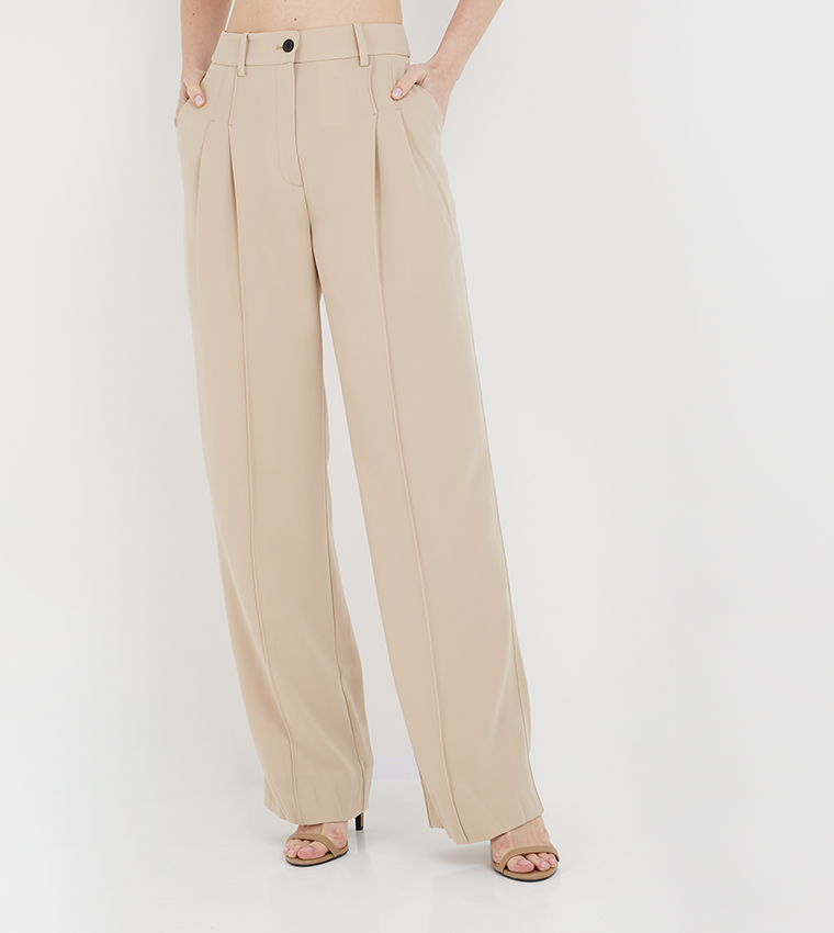 Seam Detail Straight Fit Trousers