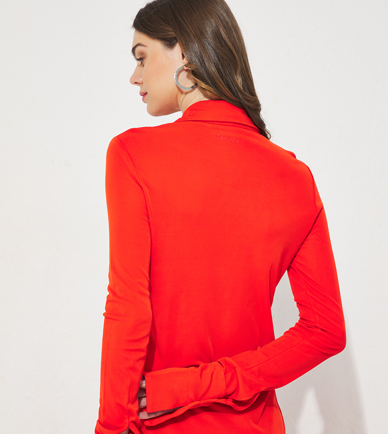 Calvin klein red store long sleeve dress