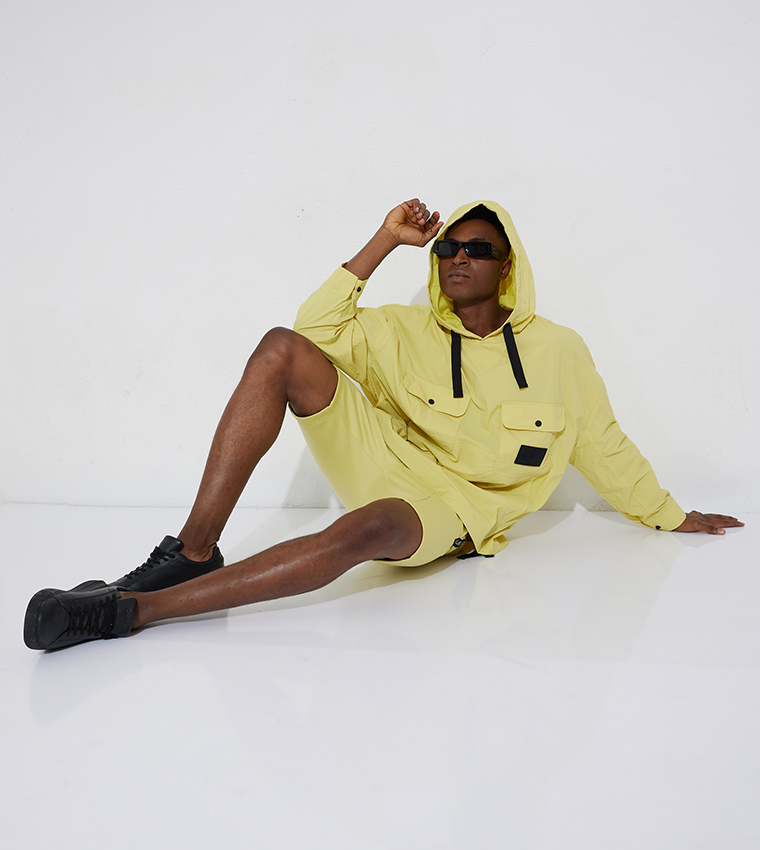 Yellow hot sale drawstring hoodie