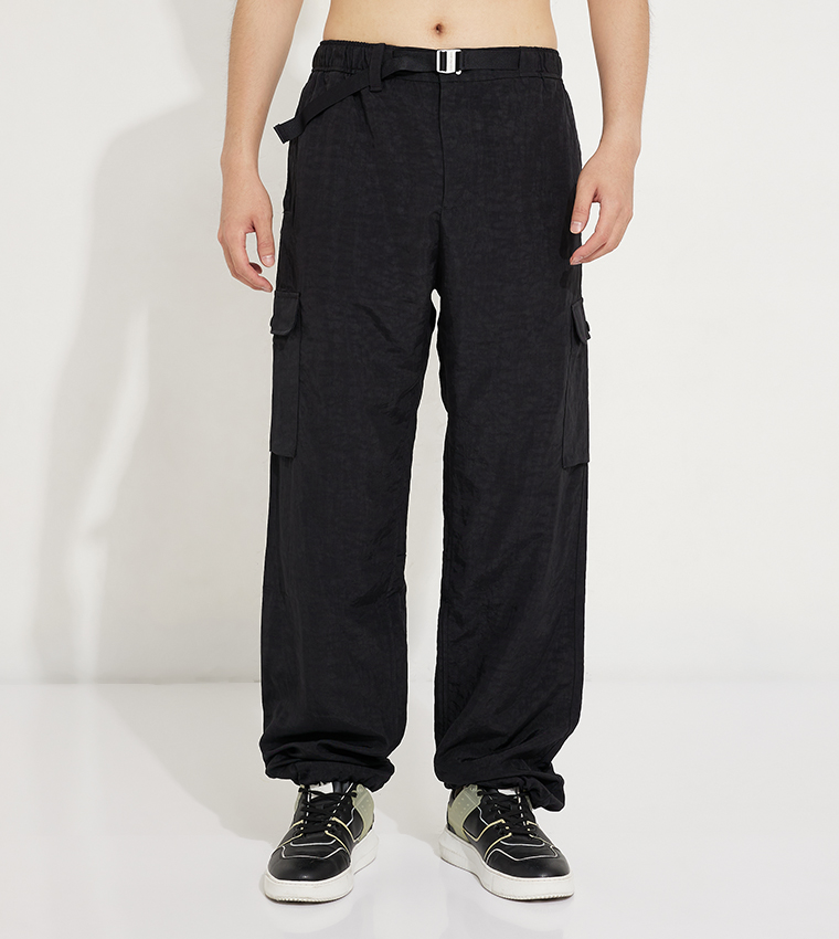 Men's Cargo Pants with Pockets Reflective Stripe - XXL / CK-806-Black