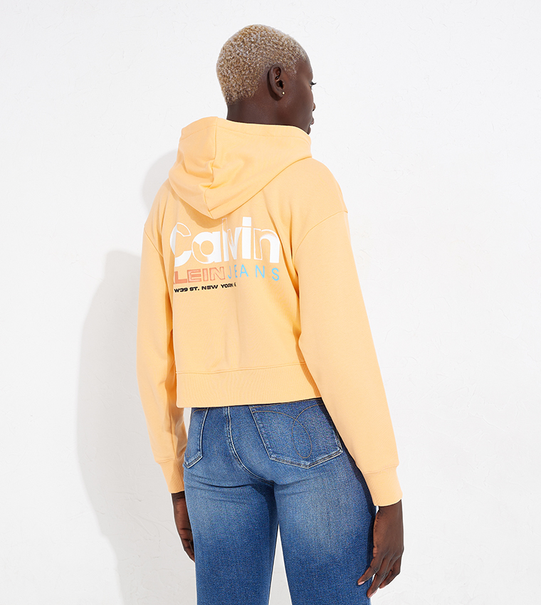 Buy Calvin Klein Printed Long Sleeves Hoodie In Orange 6thStreet - Main Image