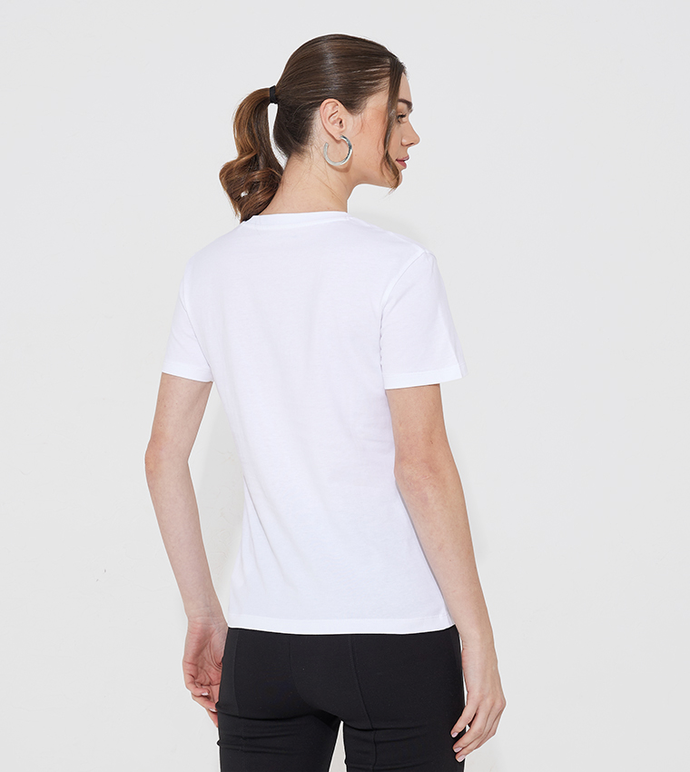 Calvin klein plain cheap white t shirt women's