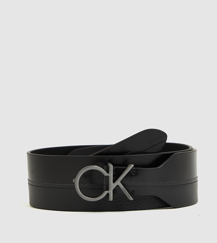 Calvin Klein Men's Casual Monogram Cut Out Buckle Belt
