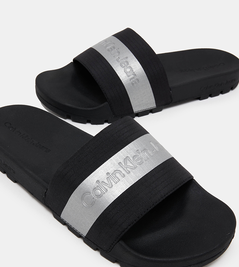 Buy Calvin Klein Logo Detail Slides In Black 6thStreet UAE