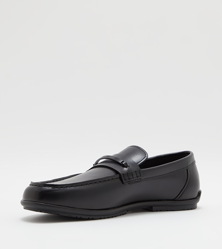 Calvin Klein Black Leather Slip-On Dress Loafers with Metal Accent Calvin Klein Men main image 4
