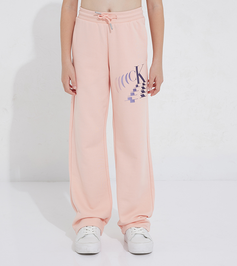 Buy Calvin Klein Logo Printed Drawstring Waist Sweatpants In Pink