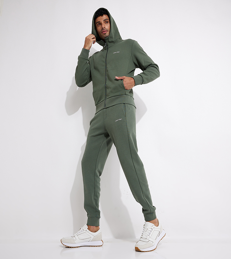 Buy Calvin Klein Logo Detail Elastic Waist Joggers In Green 6thStreet Kuwait