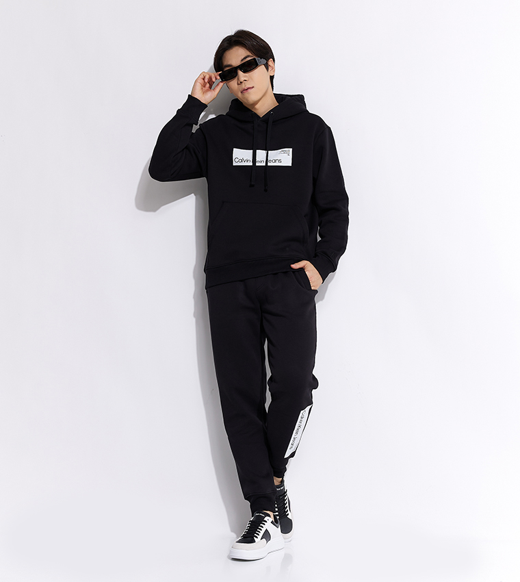 Buy Calvin Klein Jeans Logo Printed Long Sleeves Hoodie In Black