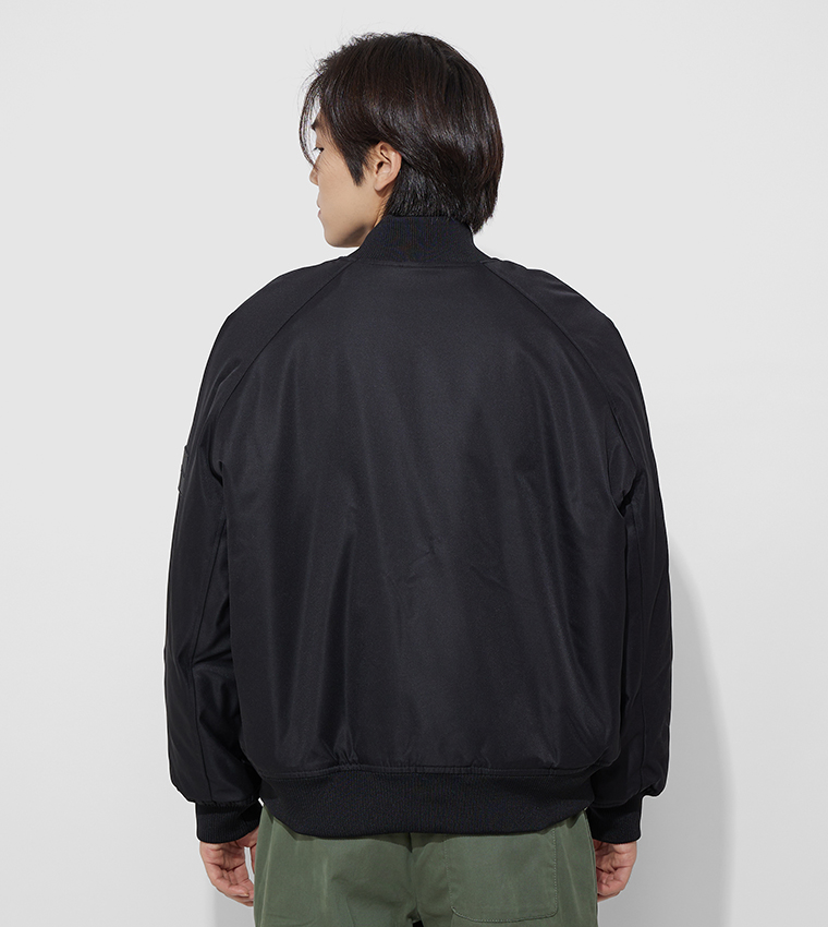 Logo Badge Long Sleeves Bomber Jacket