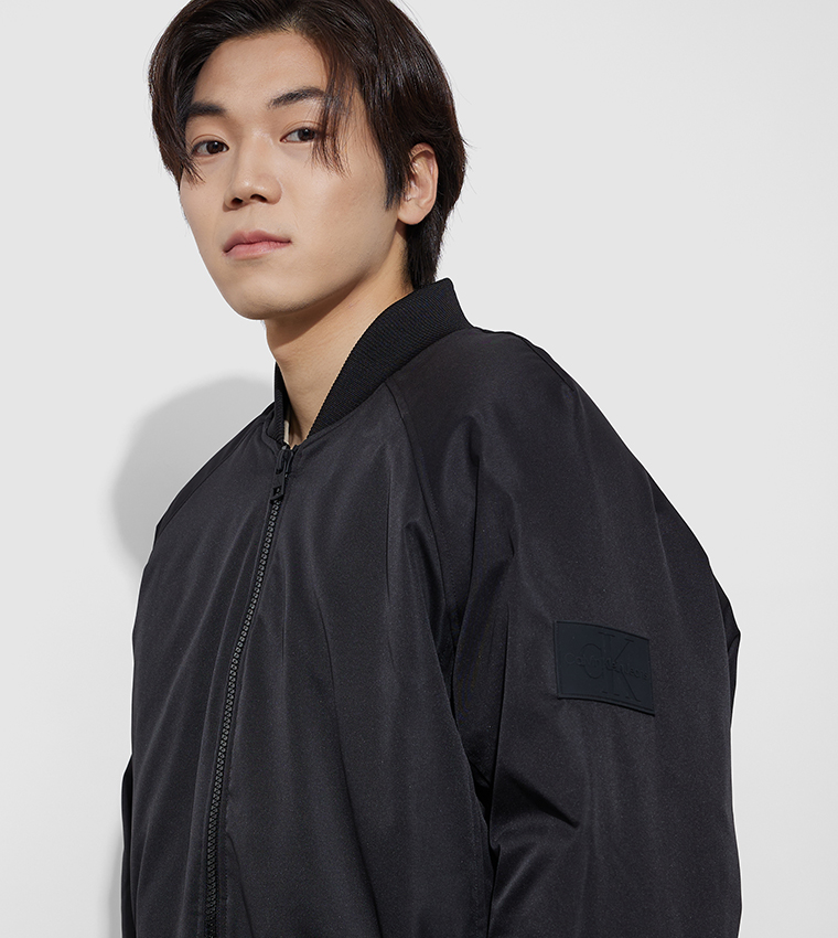 Logo Badge Long Sleeves Bomber Jacket