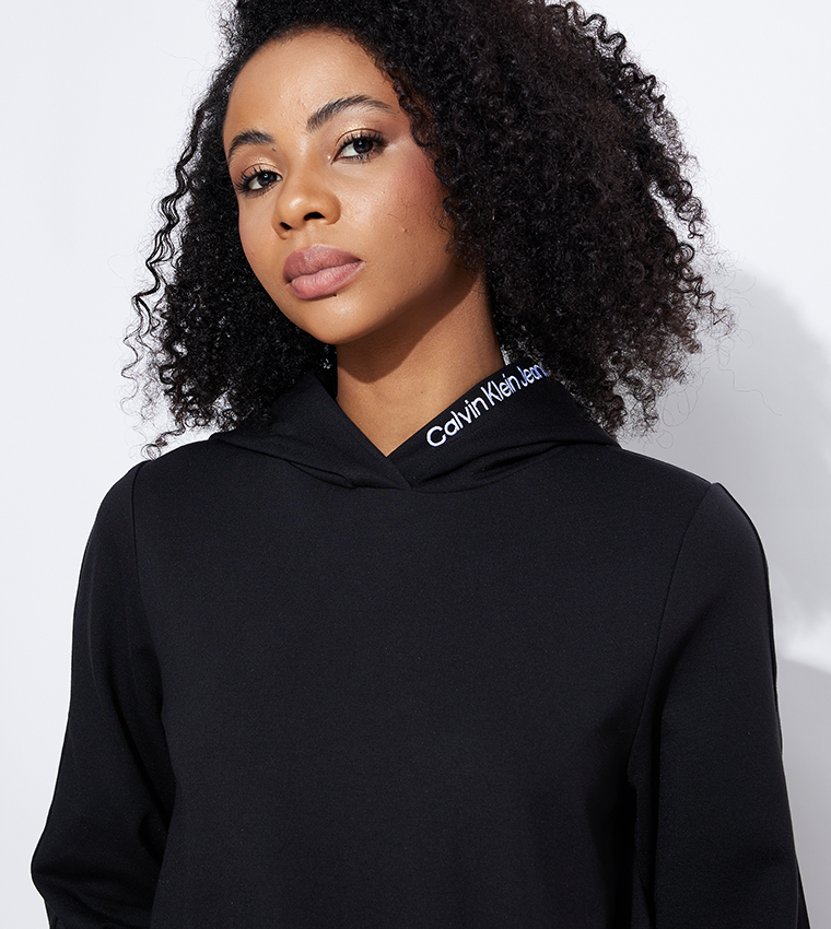 Calvin klein cheap black cropped hoodie