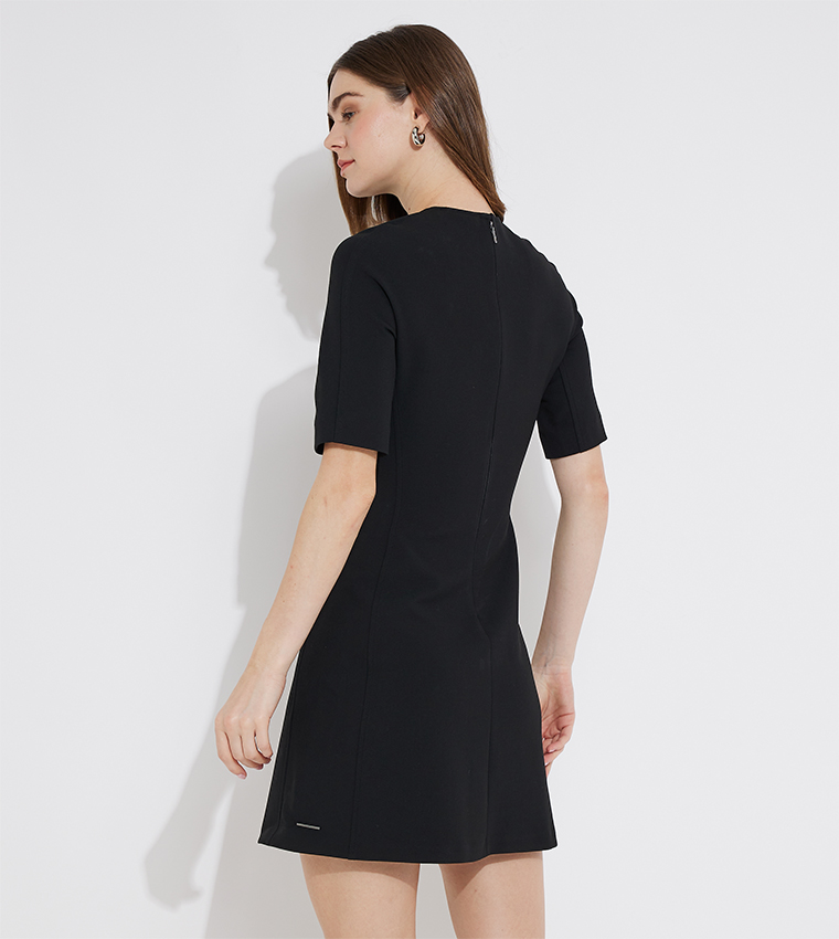 Calvin klein black short sleeve sales dress