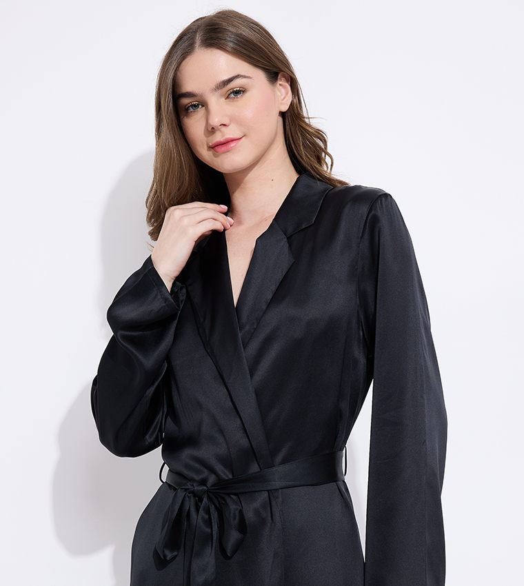 Belt Detail Satin Night Robe