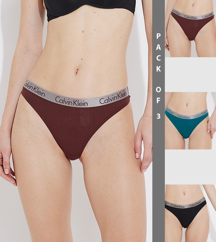 Buy Calvin Klein Pack Of 3 Logo Waistband Bikini Briefs In Multiple Colors