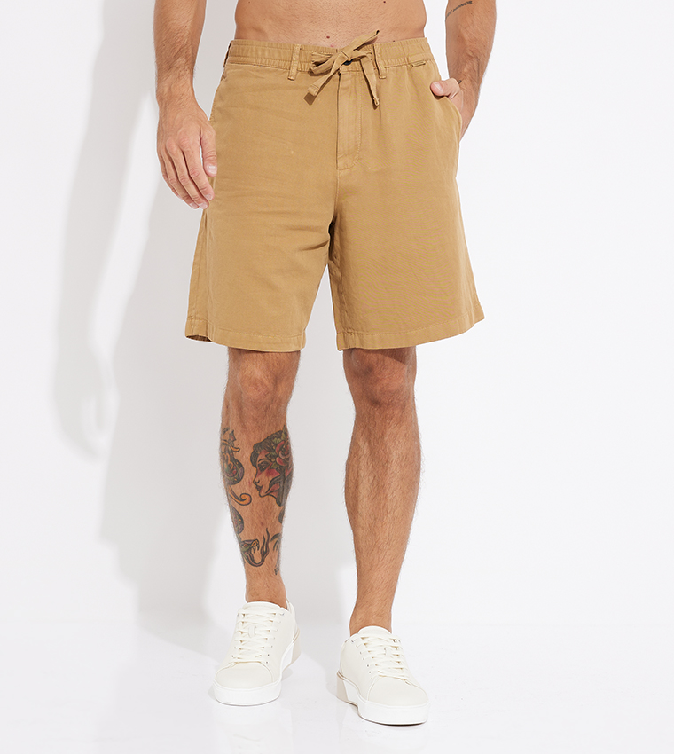 Solid Drawstring Waist Shorts