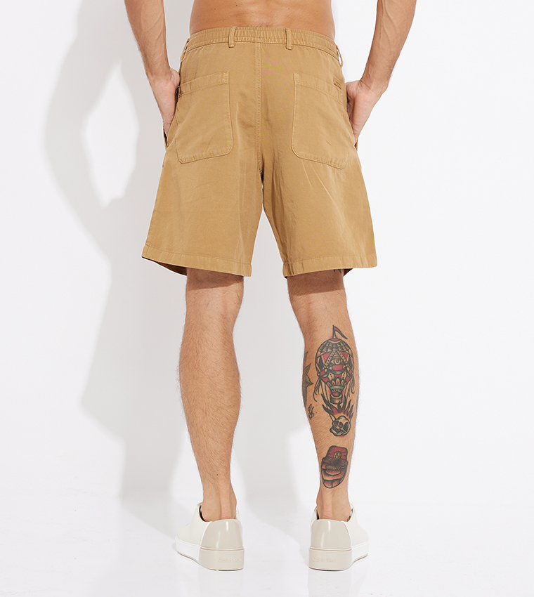 Solid Drawstring Waist Shorts