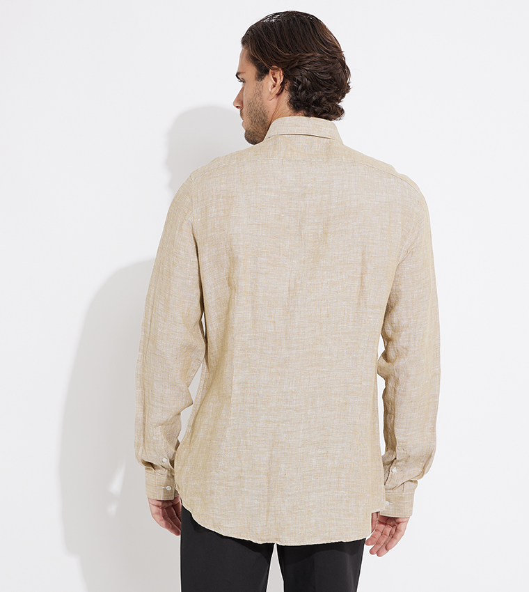 Melange Long Sleeves Linen Shirt