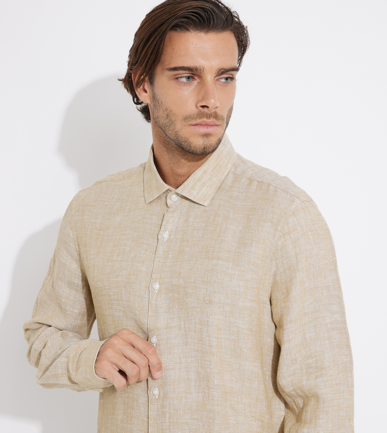 Melange Long Sleeves Linen Shirt
