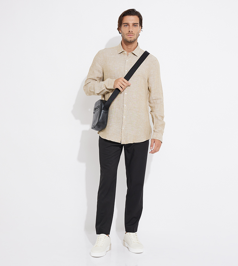 Melange Long Sleeves Linen Shirt