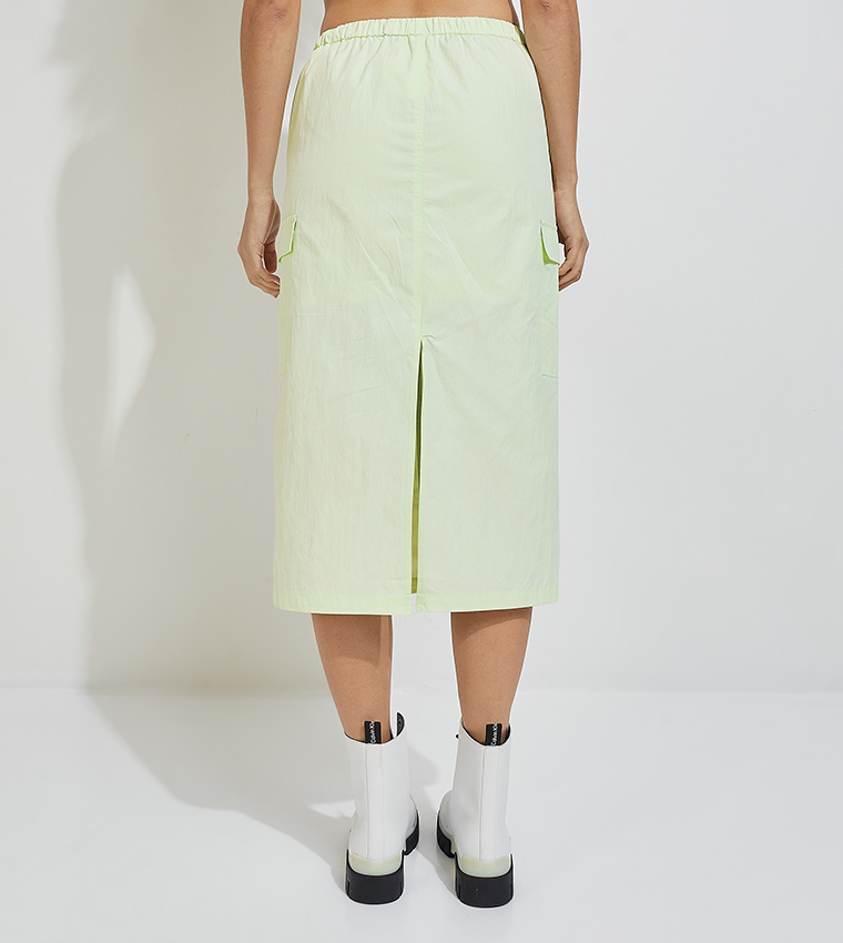 Logo Detail Drawstring Waist Midi Skirt