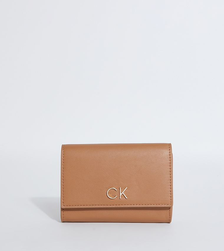 Calvin klein brown store leather wallet