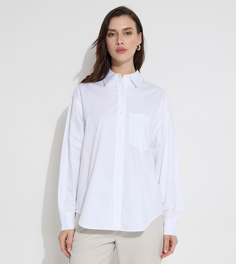 Buy Calvin Klein Solid Pocket Detail Shirt In White 6thStreet UAE