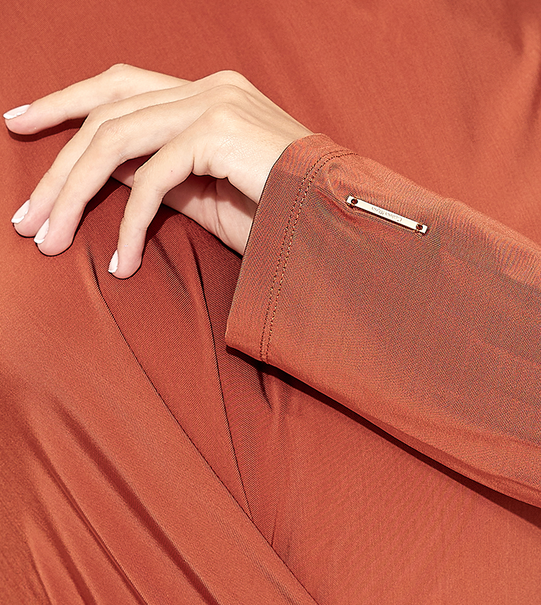 Solid Long Sleeves Maxi Dress