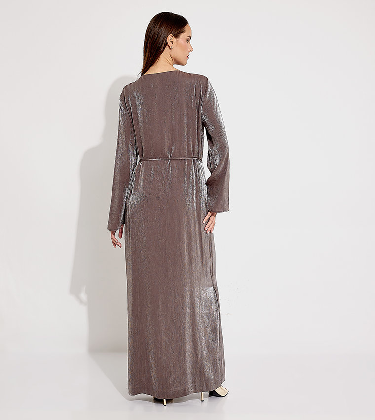 Metallic Plisse Maxi Dress