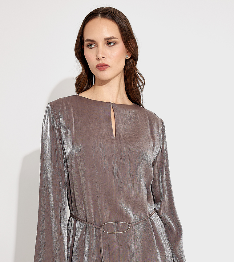 Metallic Plisse Maxi Dress
