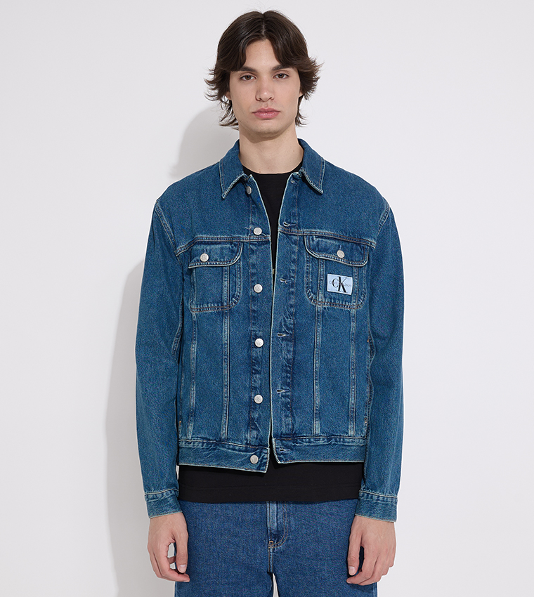 Calvin klein logo denim jacket best sale